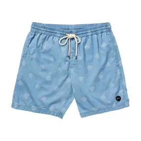 Snag Free Fabric RVCA Escape Elastic Chambray 17 Shorts - Washed Chambray