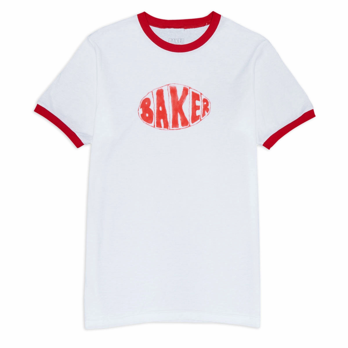 Layering Comfort Wear Baker Sprayed Oval Ringer T-Shirt - White