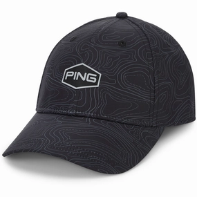 Ping Map Print Cap - Black Festival Ready Classic Shape