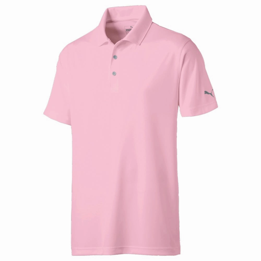 Cross Grain Knit Puma Rotational Polo Shirt - Pink Lady