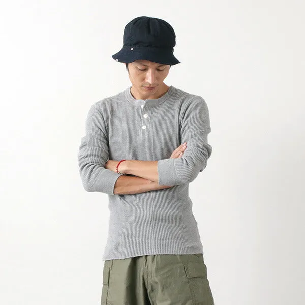 Summer Favorite BARNS / BR-3051 Big Waffle Henley Neck Long Sleeve Thermal / T-Shirt