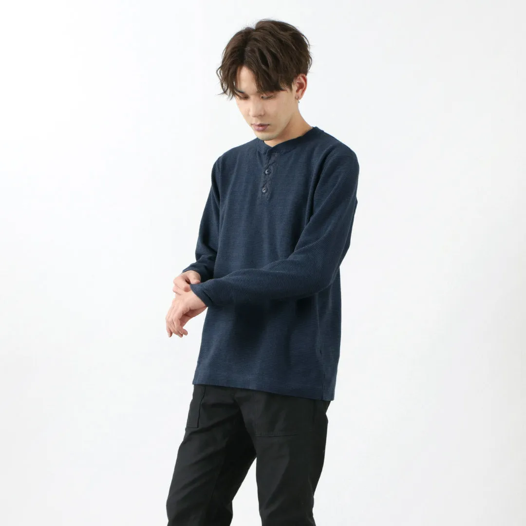 Cool and casual BARNS / Spun Milled Henley Neck Long Sleeve T-Shirt