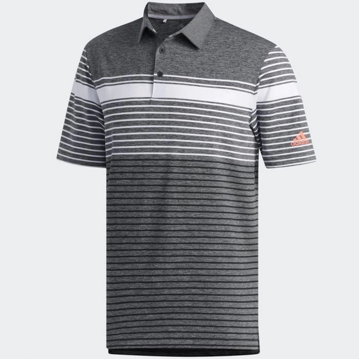 suitable for all genders adidas Ultimate365 Engineered Heathered Polo Shirt - White/Black/Black Melange