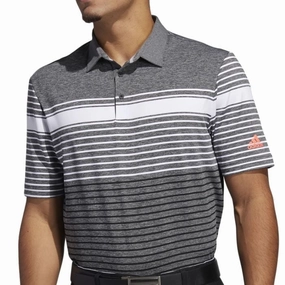 adidas Ultimate365 Engineered Heathered Polo Shirt - White/Black/Black Melange ZeroDistressFinish