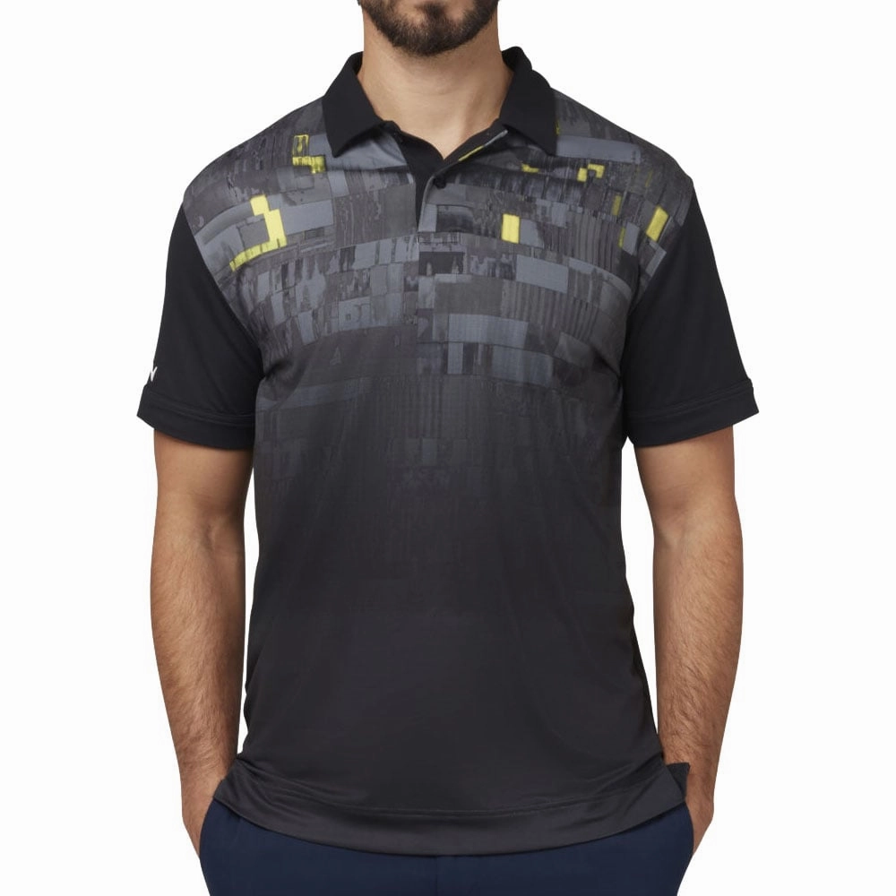 Callaway Multi-Colour Glitched Print Polo Shirt - Caviar Abstract mystery