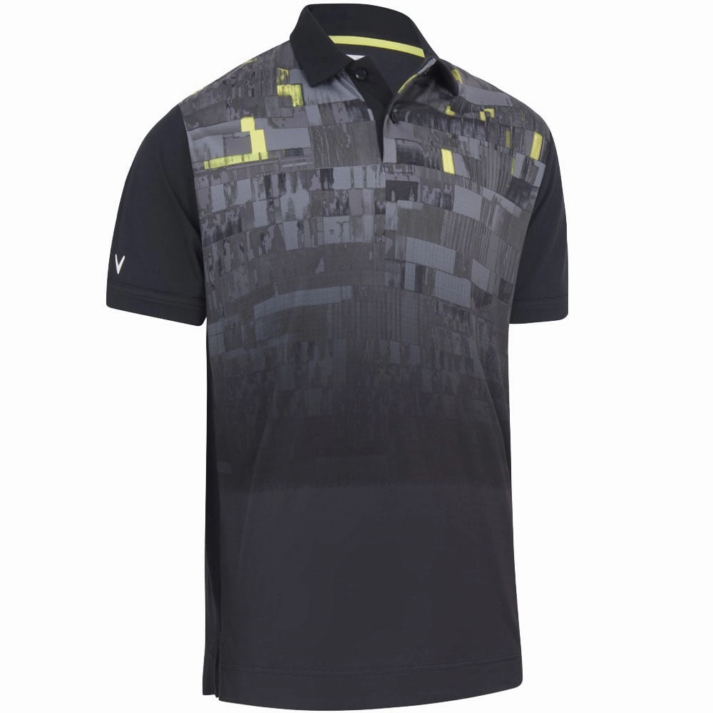 Callaway Multi-Colour Glitched Print Polo Shirt - Caviar Flexible Neckband Men's