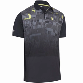 Callaway Multi-Colour Glitched Print Polo Shirt - Caviar Flexible Neckband Men's