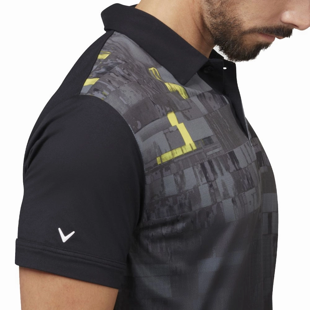 Callaway Multi-Colour Glitched Print Polo Shirt - Caviar Minimal Look Leisure Casual