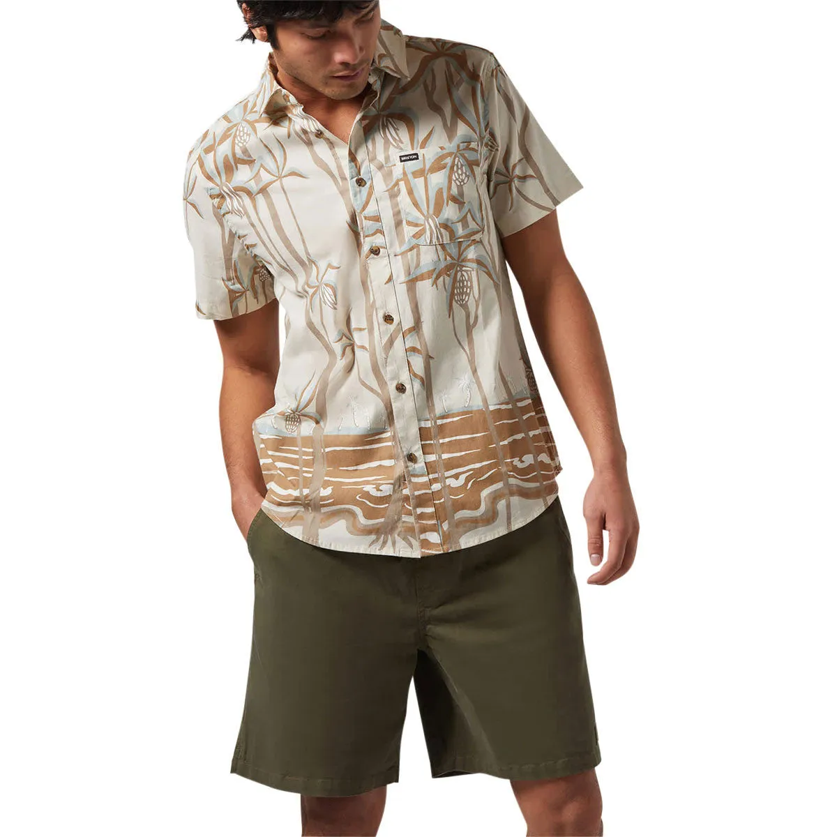 Brixton Charter Print Shirt - Whitecap Scenic Trip Stretch Material