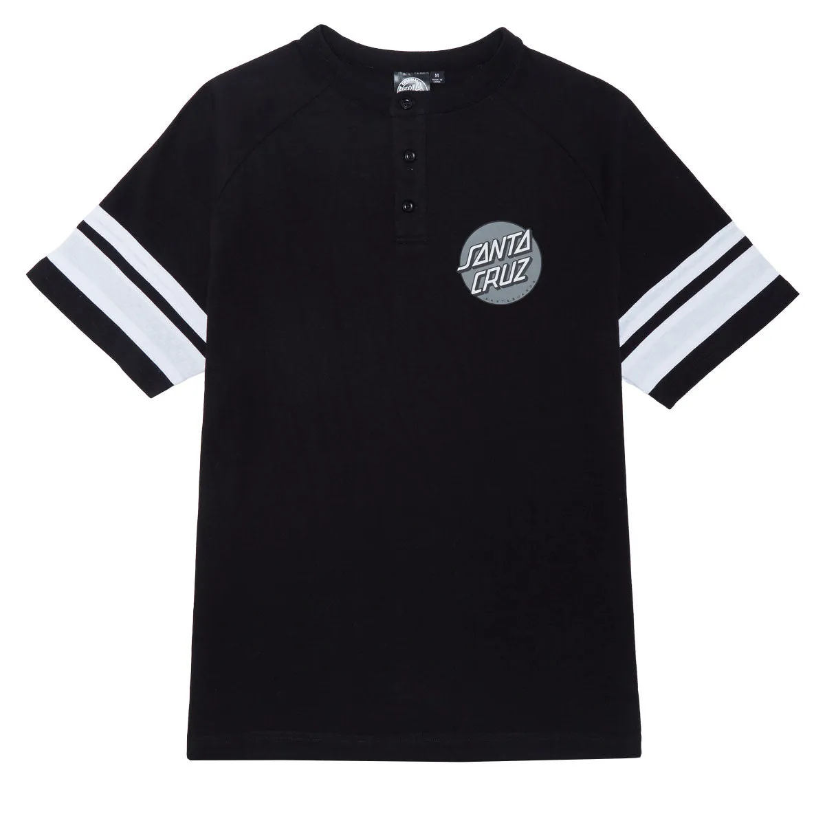 Santa Cruz Bond Henley Shirt - Black/White Soft Texture Lace Accent