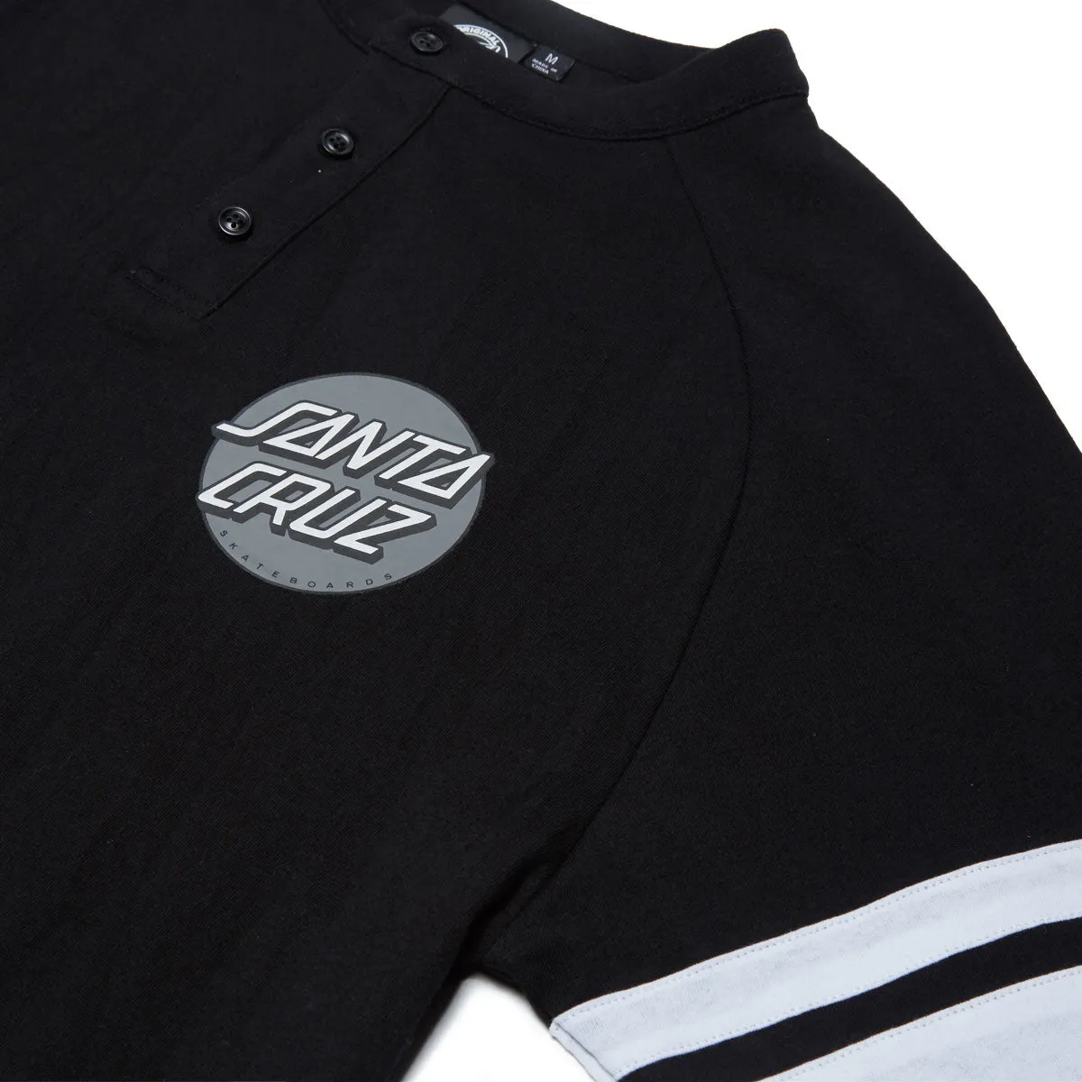 Boho chic Sustainable Manufacturing Process Santa Cruz Bond Henley Shirt - Black/White