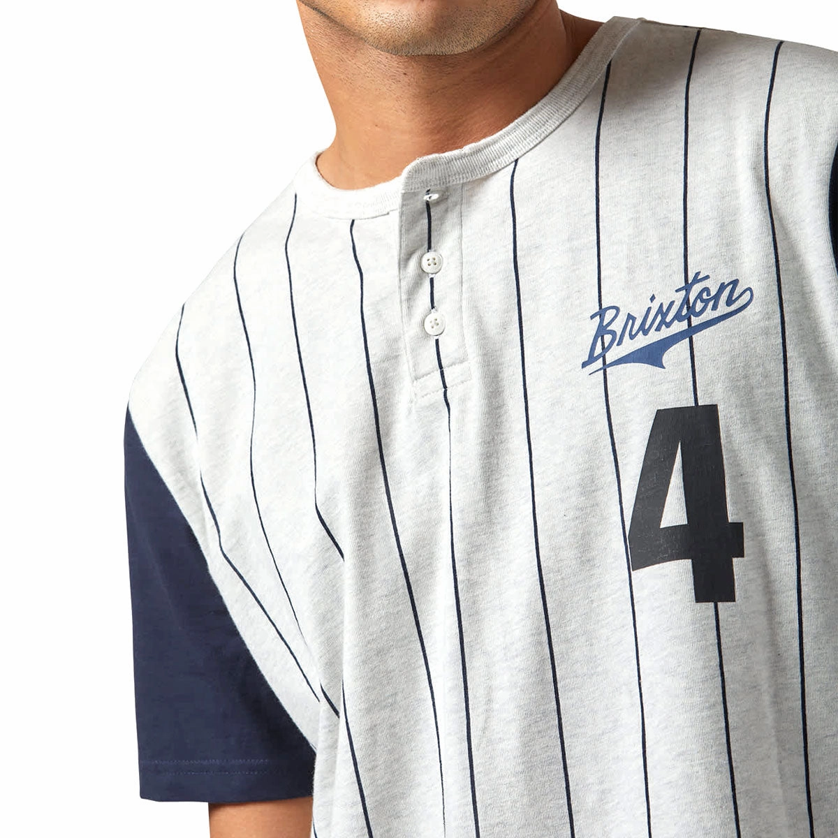 Brixton The League Baseball T-Shirt - Heather Grey Ash/Washed Navy All-Season Comfort