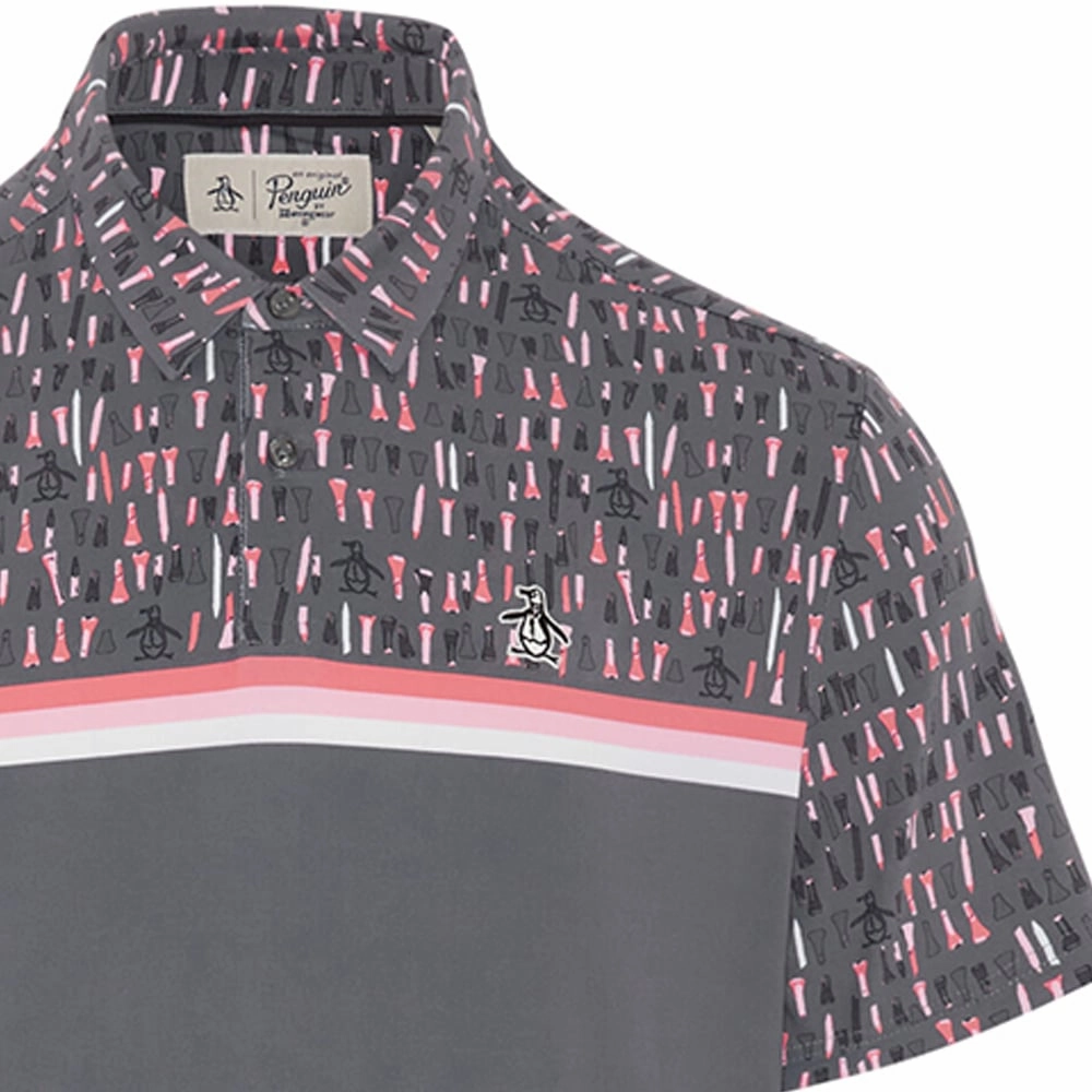 Retro nostalgia Feminine Appeal Original Penguin Broken Tees Print Polo Shirt - Quiet Shade