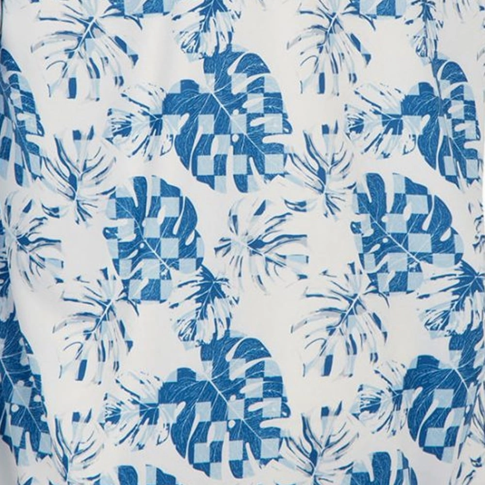 ProQuip Sub7 Leaf Print Polo Shirt - White/Royal/Fog PreShrunkCotton Elderly clothing