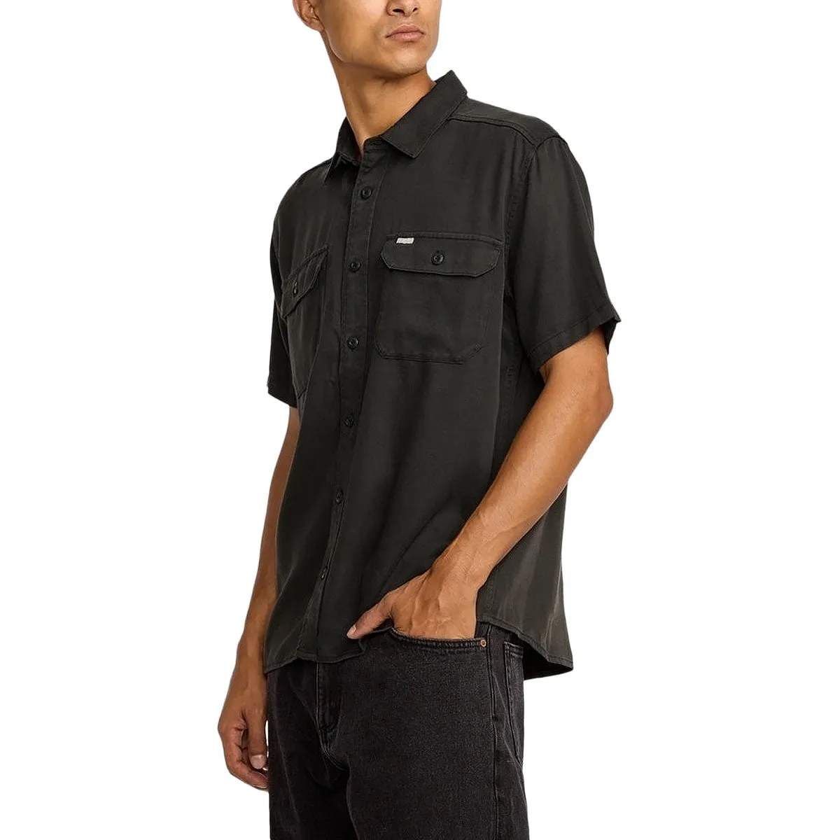Checkered Print Casual Elegance RVCA Vacancy Utility Shirt - Pirate Black