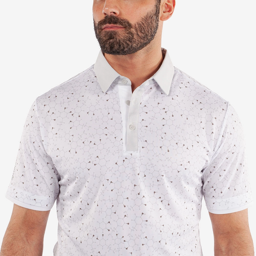 dry cleanable Heat Transfer Printing Galvin Green Mannix Polo Shirt - White/Cool Grey