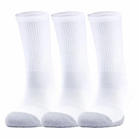 Under Armour HeatGear Crew Golf Socks (3 Pack) - White Flare Breathable mesh