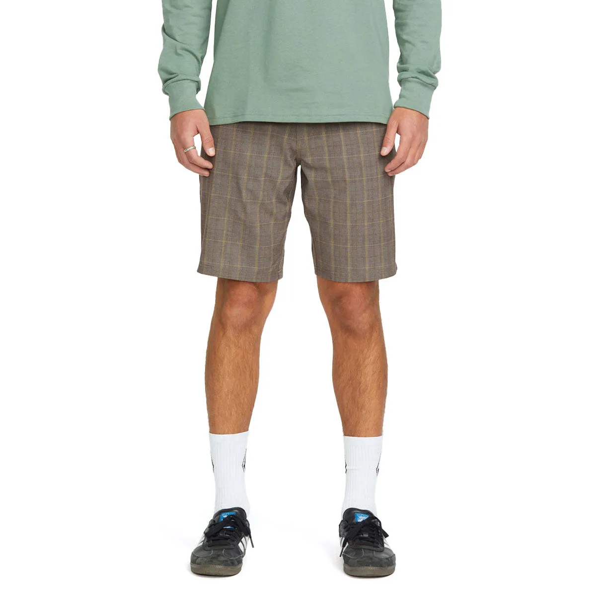 Volcom Mix Frickin Cross Shred 20 Shorts - Dark Khaki checkered pattern