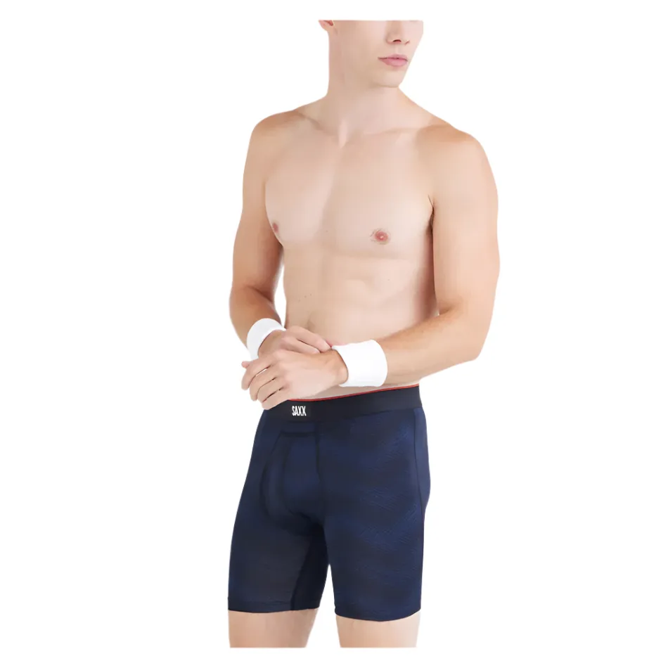 SAXX Men's Multi-sport Mesh Boxer Brief Fly (2 Pack) in Full Tilt Chevron/Black Perfect Fit