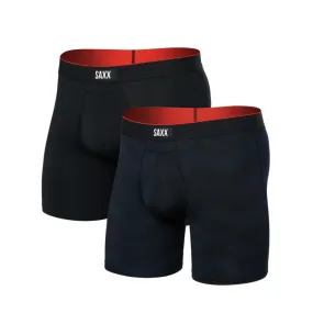 Lounge Artists Plush Artists SAXX Men's Multi-sport Mesh Boxer Brief Fly (2 Pack) in Full Tilt Chevron/Black
