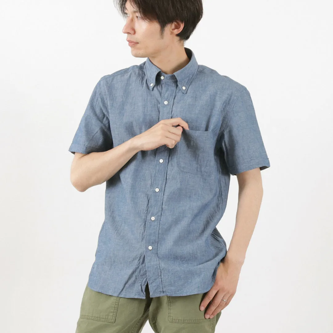 gender-neutral Polished Style ROCOCO / Selvage Chambray Short Sleeve Button Down Shirt