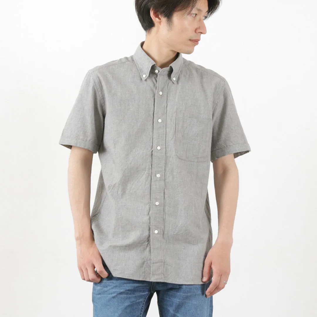 Reinforced Elbow Patches ROCOCO / Selvage Chambray Short Sleeve Button Down Shirt