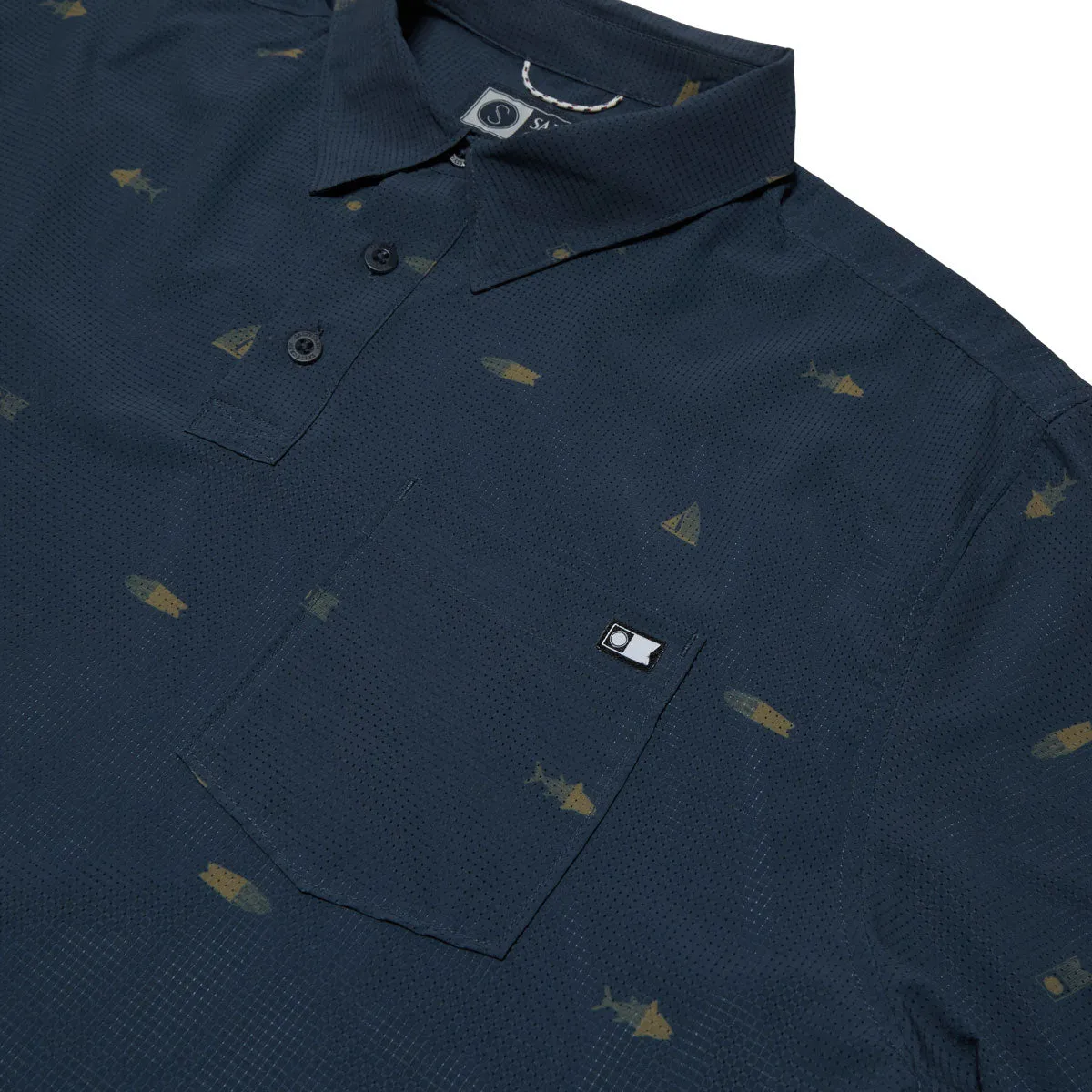 Salty Crew Mayday Perf Tech Polo Shirt - Navy Weekend Outing Graduation Attire