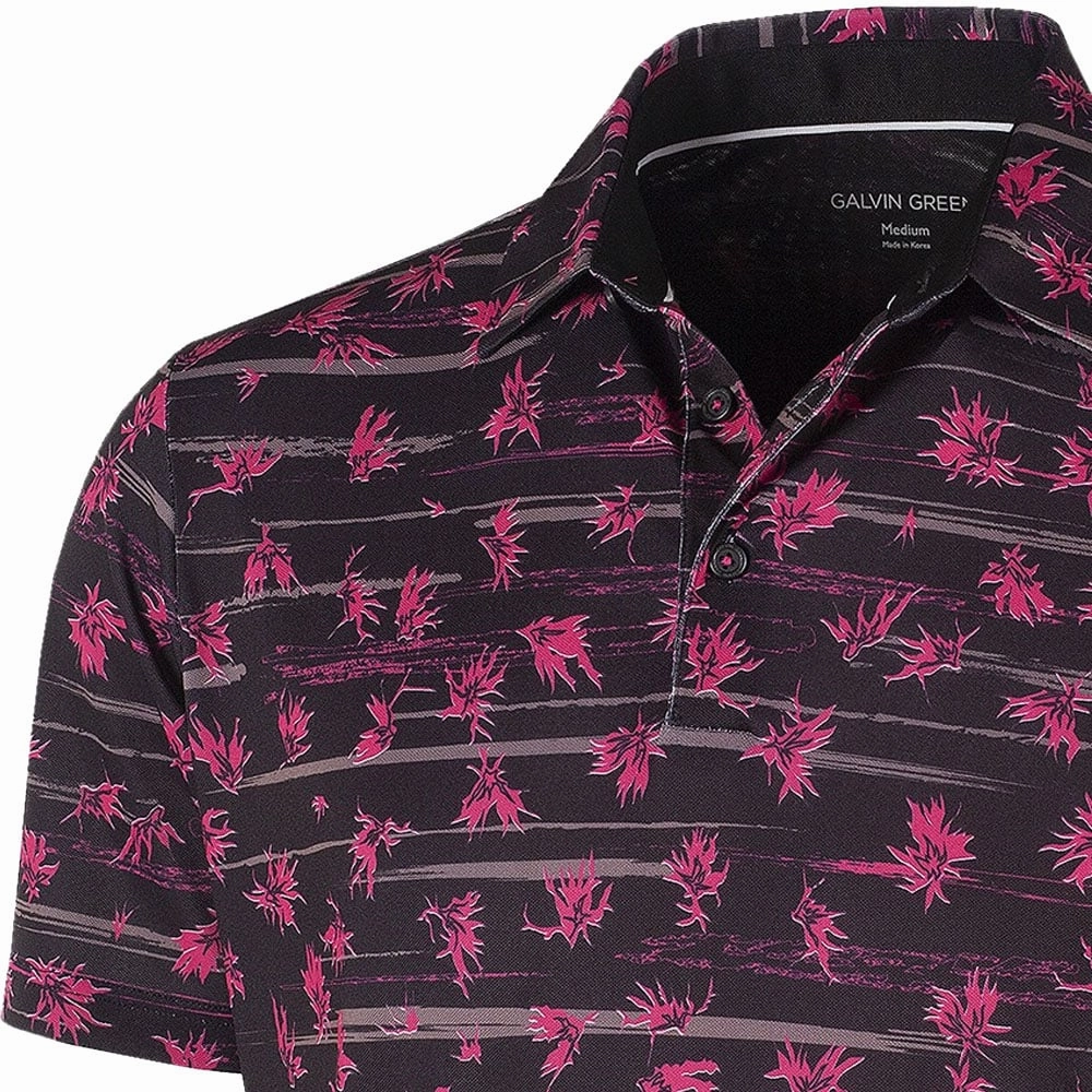 Galvin Green Malik Ventil8  Polo Shirt - Pink/Black Lightweight Design
