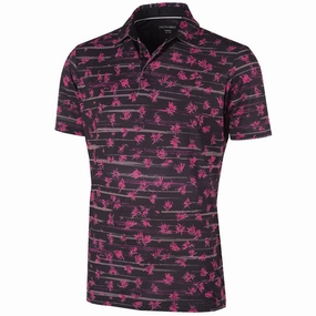 Ribbed Collar Design Vintage authenticity Galvin Green Malik Ventil8  Polo Shirt - Pink/Black