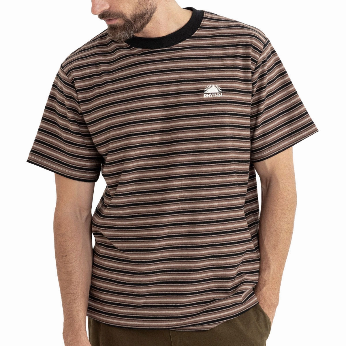 Rhythm Vintage Stripe T-Shirt - Latte Long Sleeve
