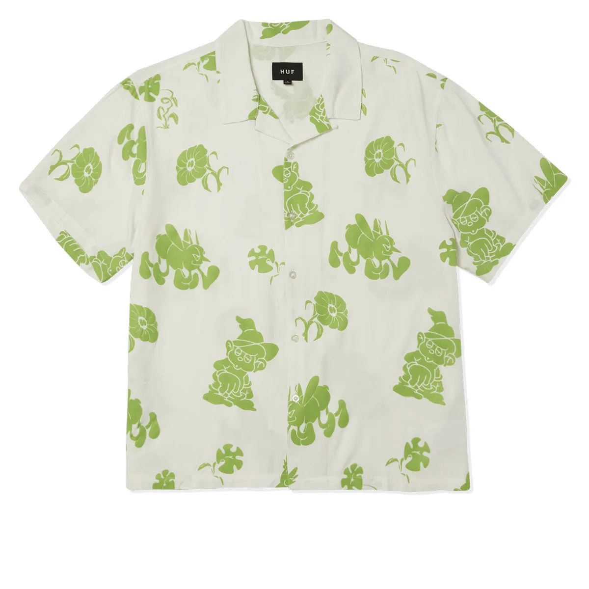 Soft touch finish HUF Trip Flocked Resort Shirt - White