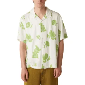 Compact Fold Design HUF Trip Flocked Resort Shirt - White
