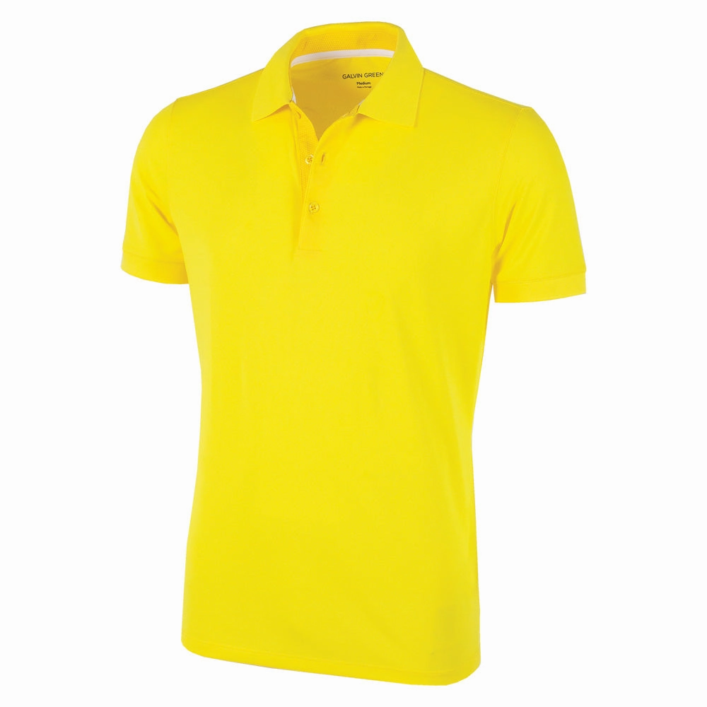 Galvin Green Max  Polo Shirt - Yellow Functional Style Reinforced Hems