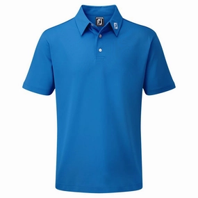 FootJoy Stretch Pique Solid Athletic Polo Shirt - Cobalt Eco Friendly Dye Crew neck classic