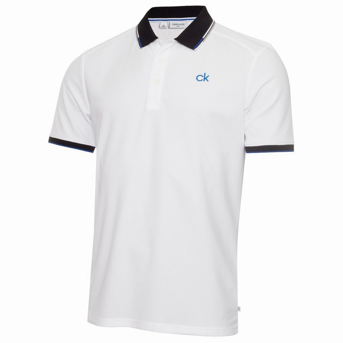 Calvin Klein Snead Polo Shirt - White/Nautical Blue Temperature Regulating Fabric