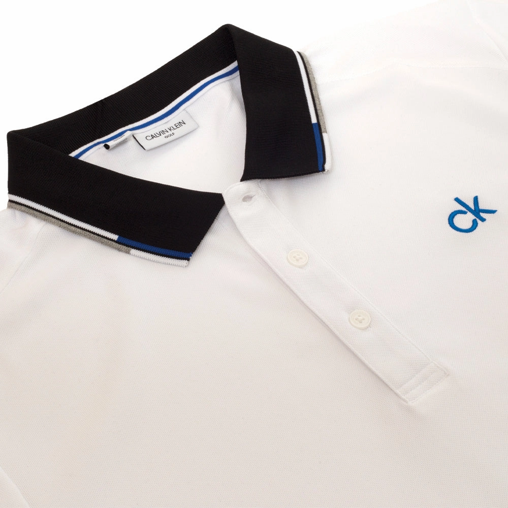 Comfy Apparel soft fit Calvin Klein Snead Polo Shirt - White/Nautical Blue