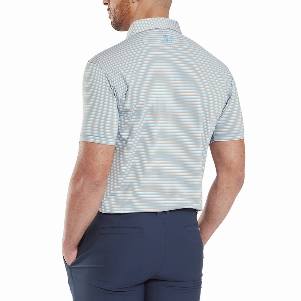 Outdoor Light FootJoy Balance Stripe Lisle Polo Shirt - Blue Jay