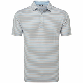 FootJoy Balance Stripe Lisle Polo Shirt - Blue Jay Durable Stitching