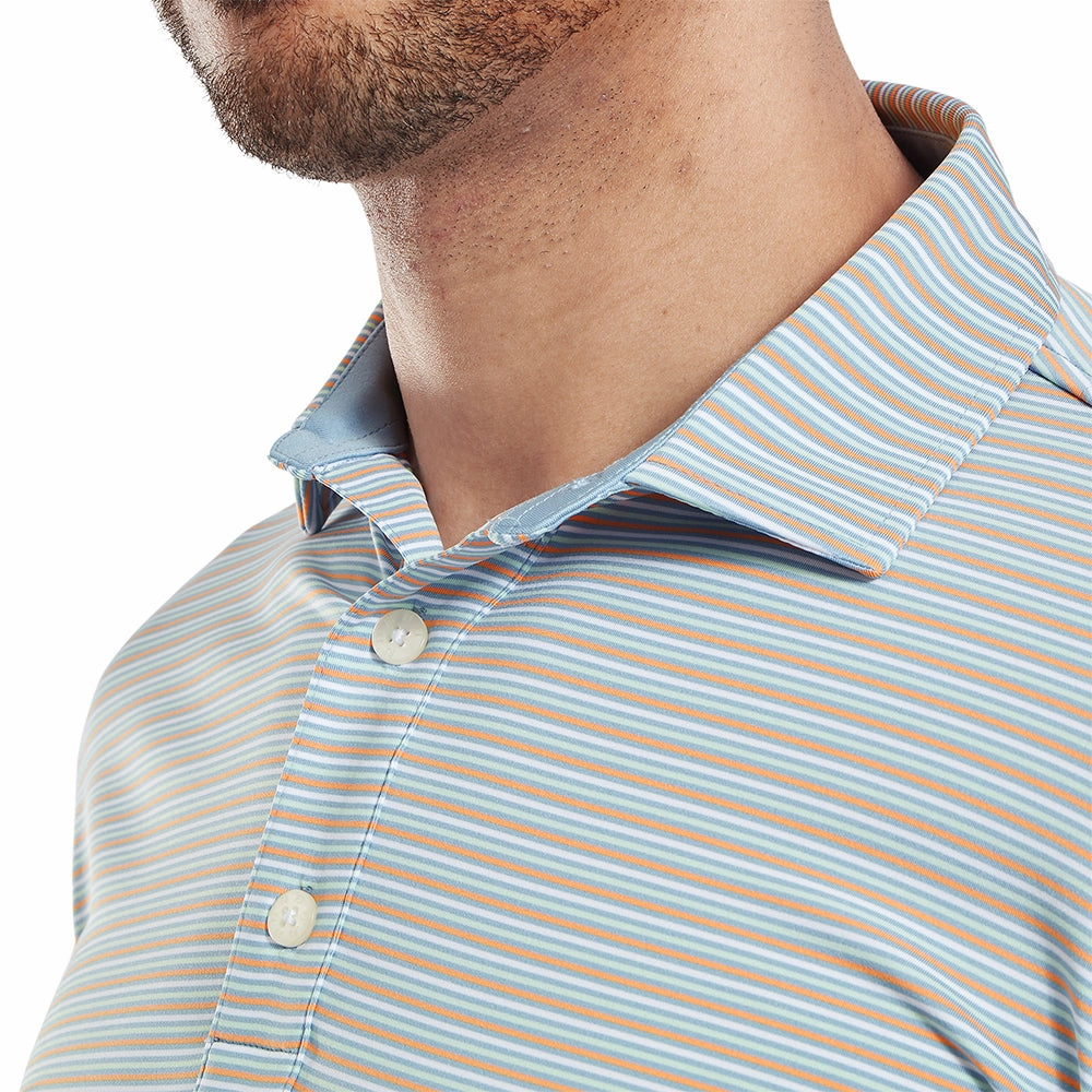 FootJoy Balance Stripe Lisle Polo Shirt - Blue Jay Unisex style