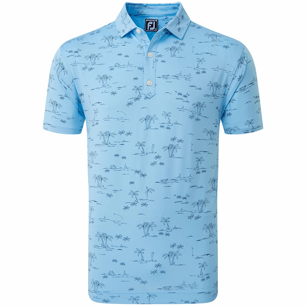 simple design Plus size confidence FootJoy Tropic Print Polo Shirt - True Navy