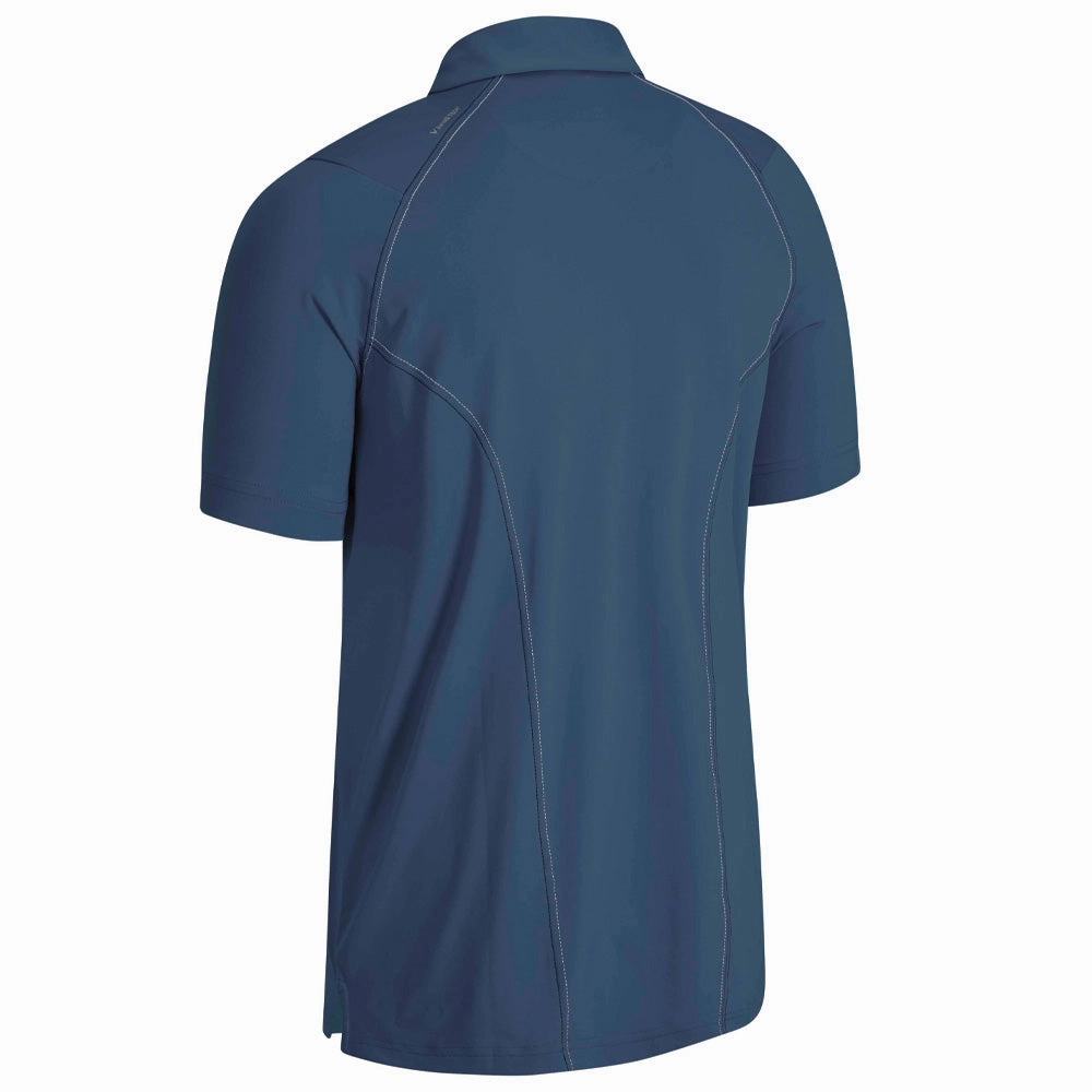 Street Style Wrinkle Resistant Texture Callaway Stitched Colour Block Polo Shirt - Real Teal