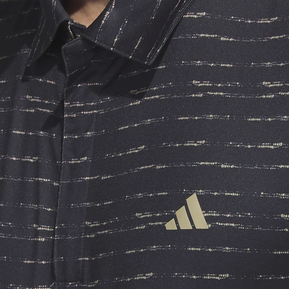 adidas Stripe Zip Polo Shirt - Black/Hemp SeamlessSidePanels Street Casual