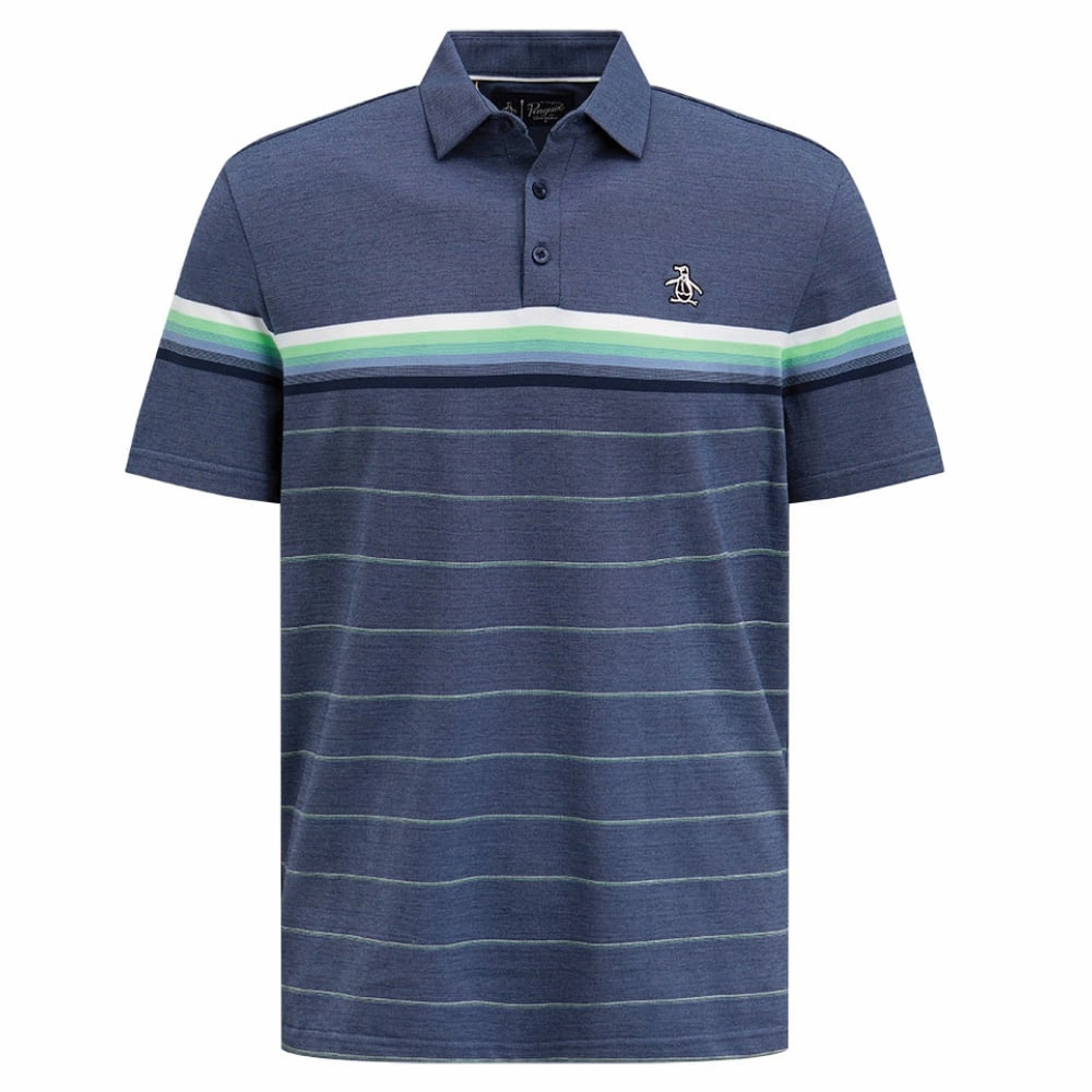 elastic waistband Relaxed Vibe Original Penguin Engineered Energy Stripe Polo Shirt - Black Iris