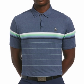 Original Penguin Engineered Energy Stripe Polo Shirt - Black Iris Plus Size High Durability Weave