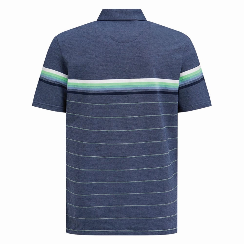 Original Penguin Engineered Energy Stripe Polo Shirt - Black Iris Stylish Layer Look Oversized Silhouette