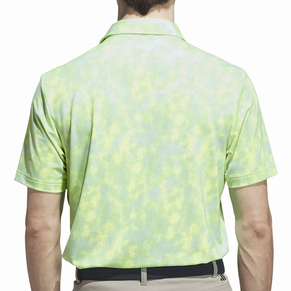 adidas Ultimate365 Textured Print Polo Shirt - White/Lime Burst Formal Style Eco-friendly