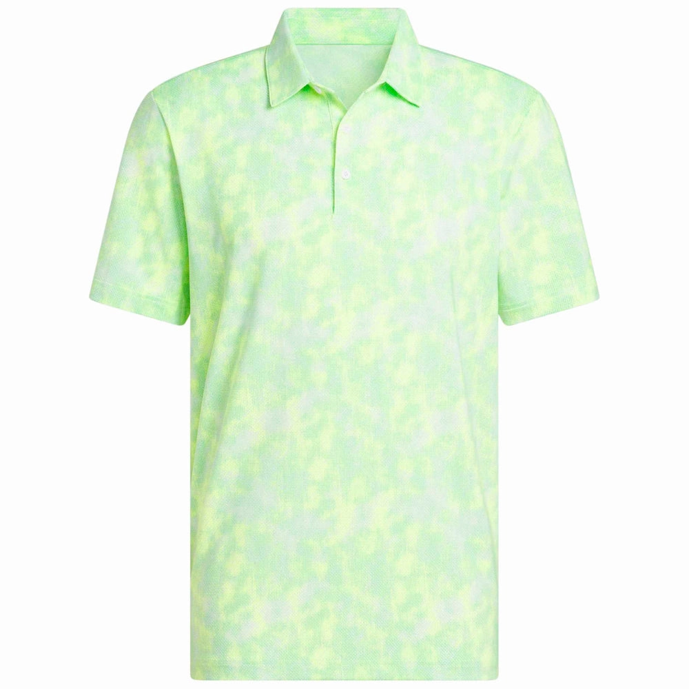 Flexible Fit adidas Ultimate365 Textured Print Polo Shirt - White/Lime Burst