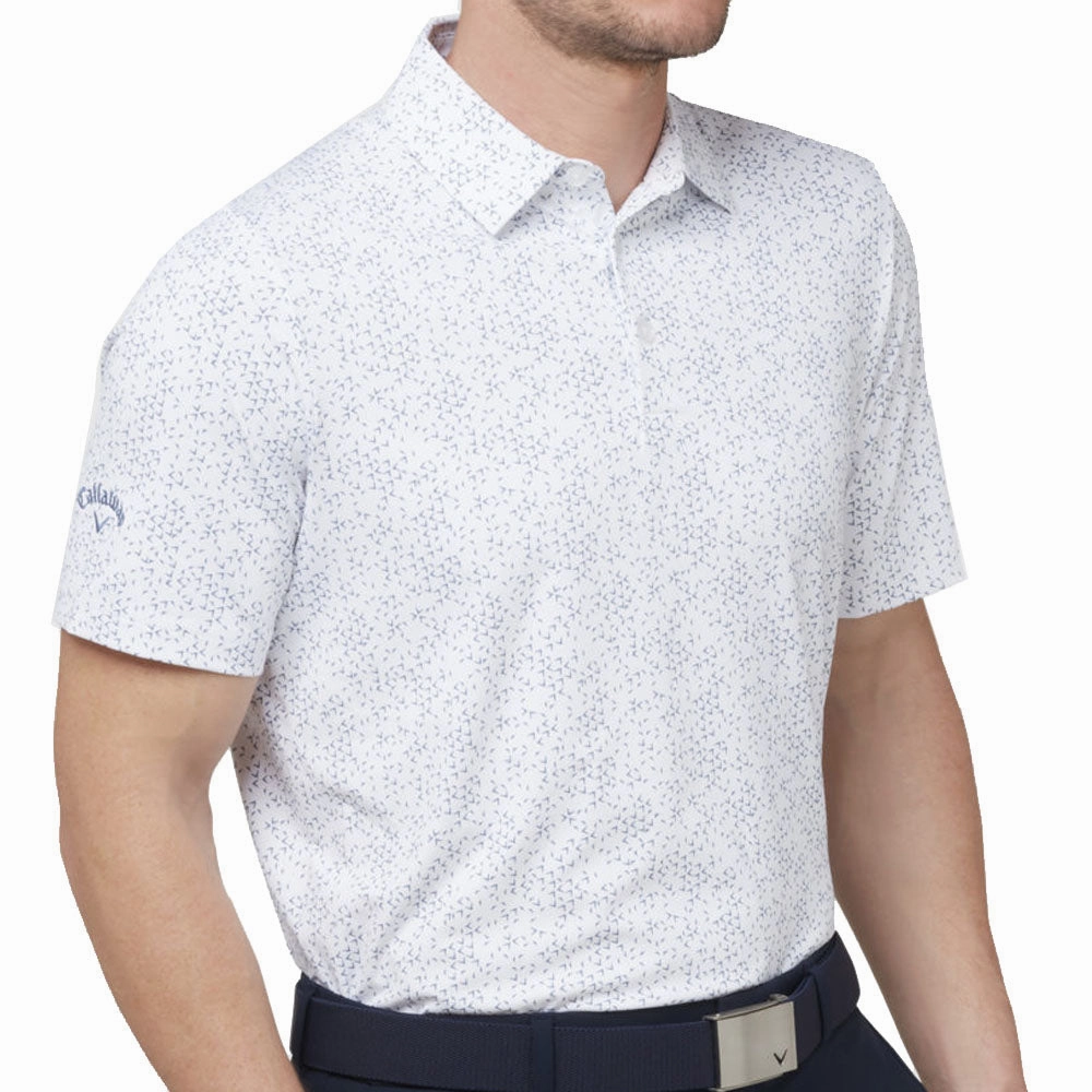 Callaway Trademark Chev Print Polo Shirt - Bright White Sublimation Printed Collar Easter