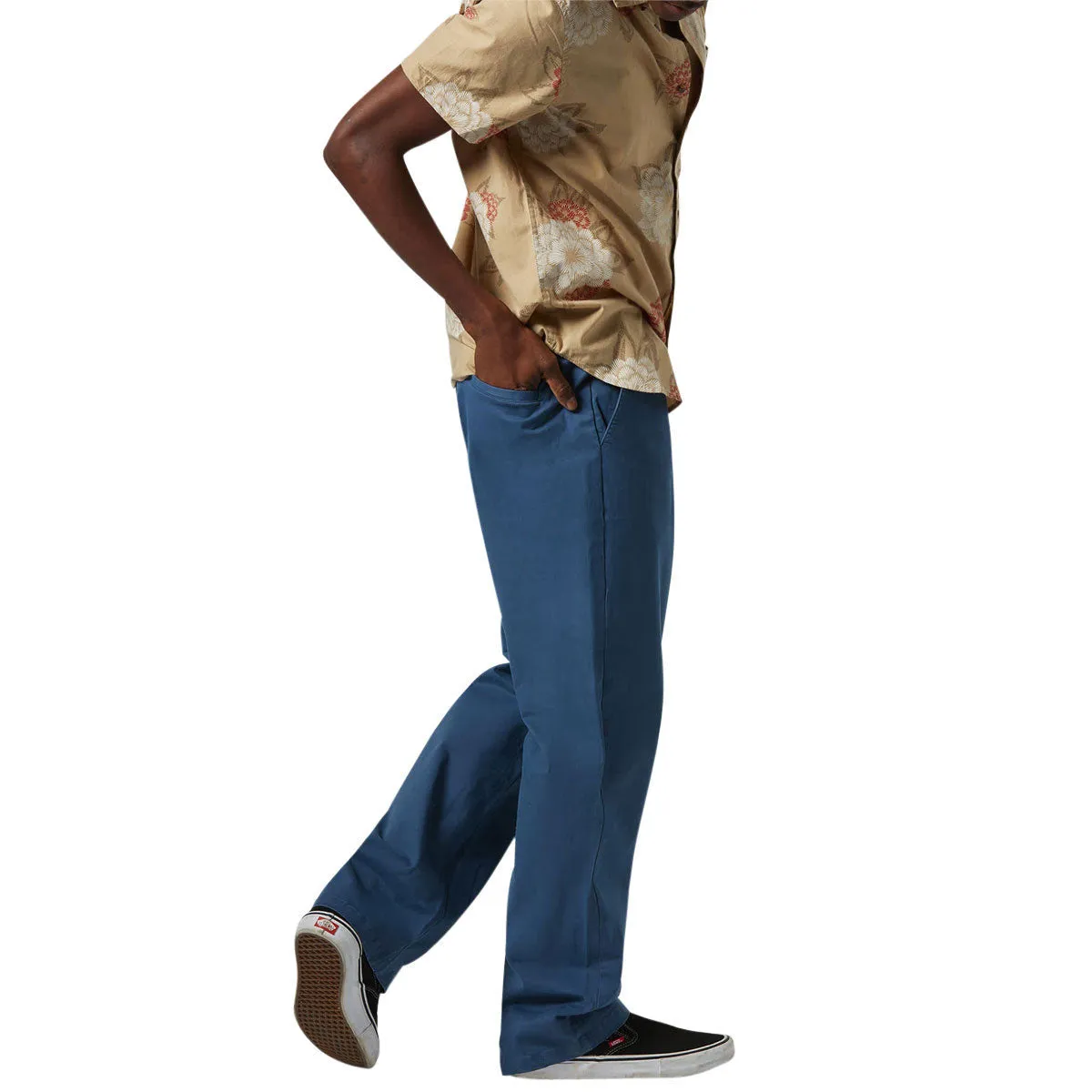 Brixton Broadway Vw Ewaist Rlx Pants - Washed Denim Blue Comfy Wearable
