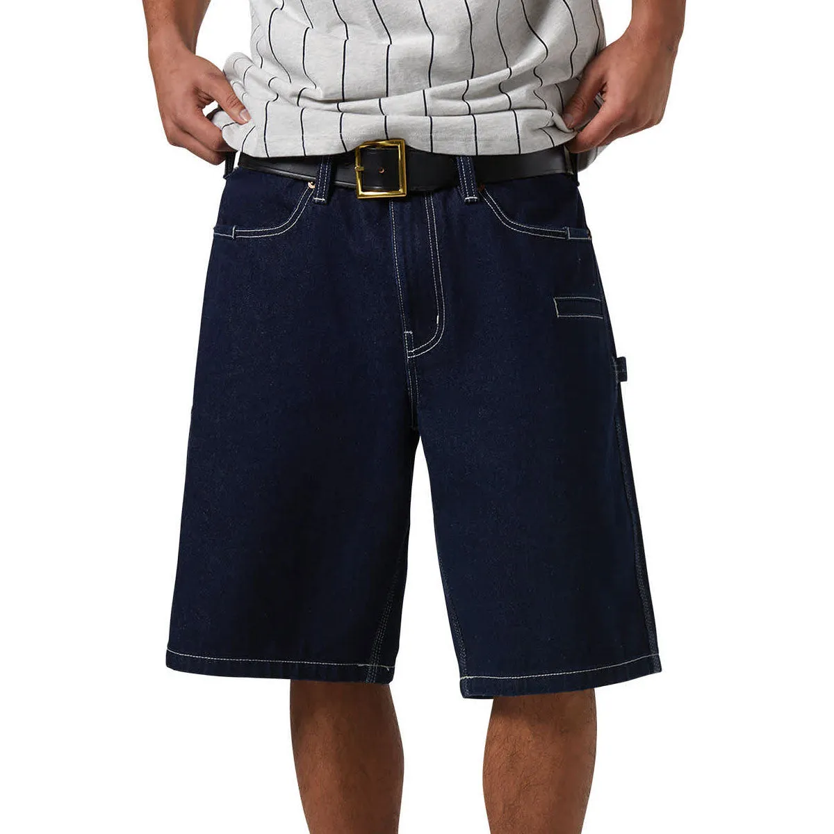 Brixton Builders Carpenter Baggy Shorts - Rinse Denim Preppy look